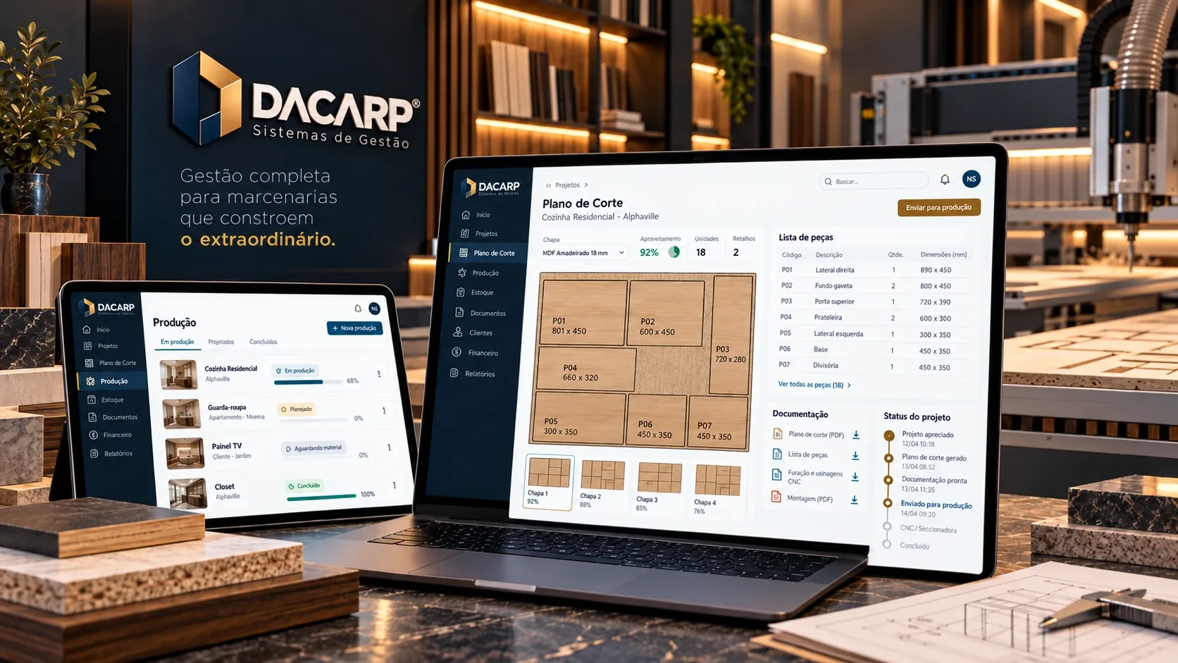 Tela do Dacarp Online: Plano de corte