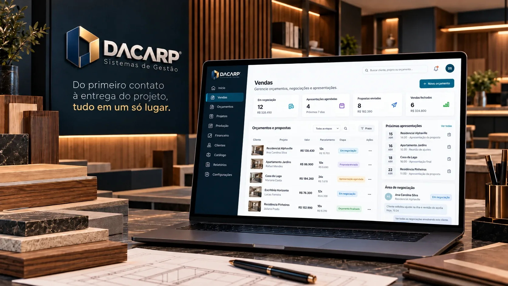 Tela do Dacarp Online: Vendas